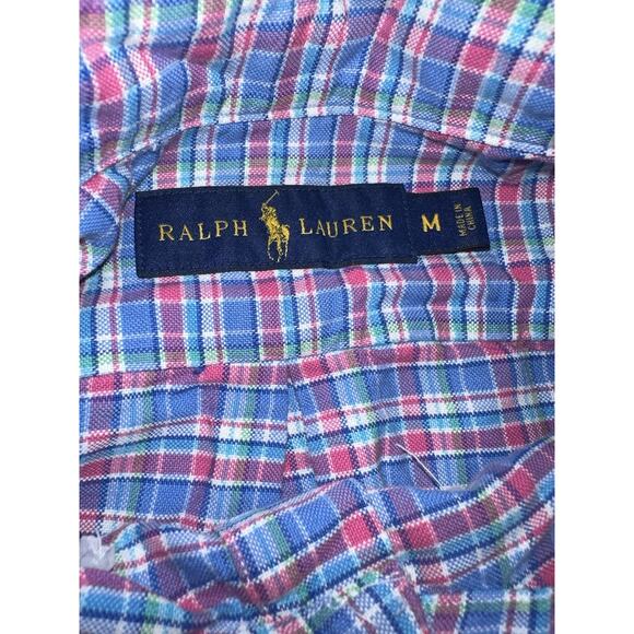 Ralph Lauren Mens M Colorful Preppy Plaid Collared Long Sleeve Button Down Shirt - Picture 4 of 9